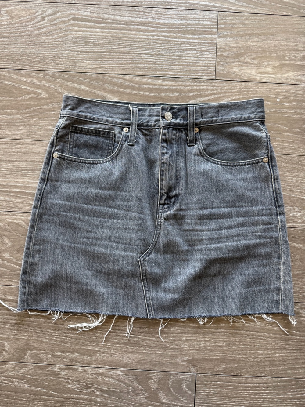 Madewell Grey High-Rise Denim Mini Skirt